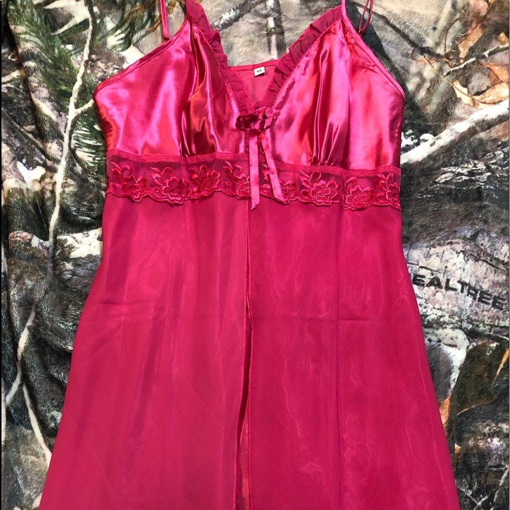 Pink satiny night gown negligee XL